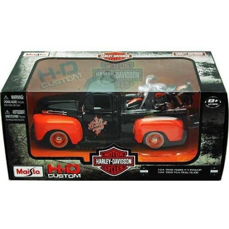 FORD F-150 STX "HARLEY DAVIDSON" AVEC MOTO FLH DUO GLIDE 1958 1/24 MAISTO 1