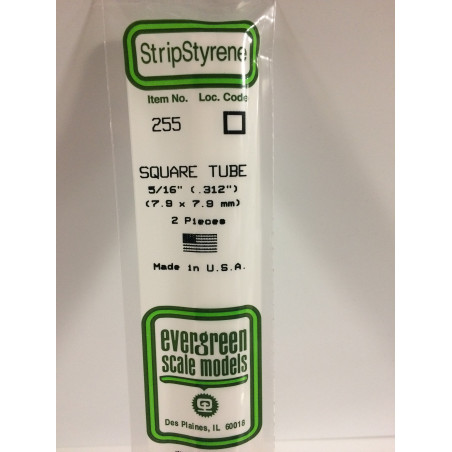 TUBE CARRÉ 7.9X7.9X350MM EVERGREEN