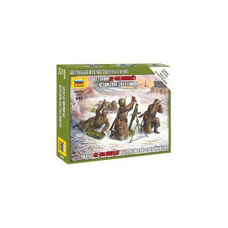 MORTIER SOVIETIQUE  82MM  AVEC SERVANTS EN HIVER 1/72 ZVESDA