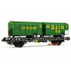 1/87 REE WAGON UFR BIPORTEUR + DEUX REMORQUES FOURGONS SOTRALEST SNCF