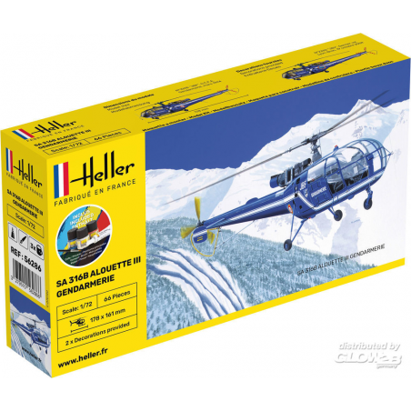 STARTER KIT SA 316 ALOUETTE III GENDARMERIE 1/72 HELLER