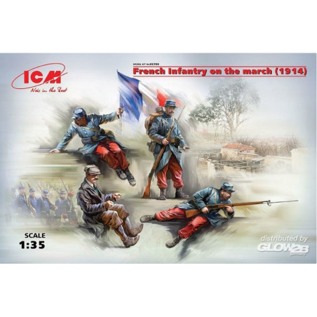 FRENCH INFANTRY ON THE MARCH ( 1914 ) 4 FIGURINES 1/35 ICM