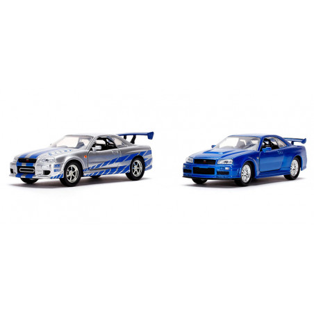 COFFRET FAST AND FURIOUS NISSAN SKYLINE ET NISSAN GT-R R34 1/32 JADA