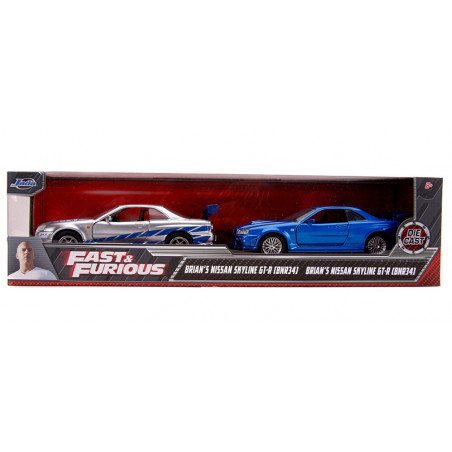 COFFRET FAST AND FURIOUS NISSAN SKYLINE ET NISSAN GT-R R34 1/32 JADA 1