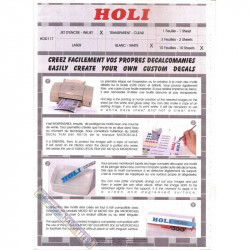 HOLI 10 FEUILLES DE DECALQUE BLANC POUR IMPRIMANTE JET D'ENCRE