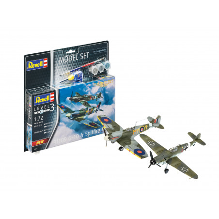 MODEL SET COMBAT SET MESSERSCHMITT BF109G-10 & SPITFIRE MK.V 1/72 REVELL