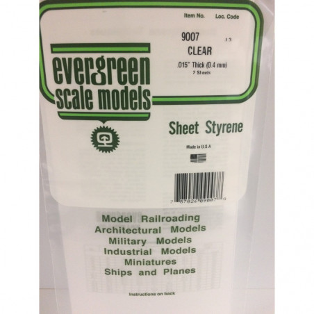 PLAQUE TRASPARENTE LISSE 0.38X150X300MM EVERGREEN
