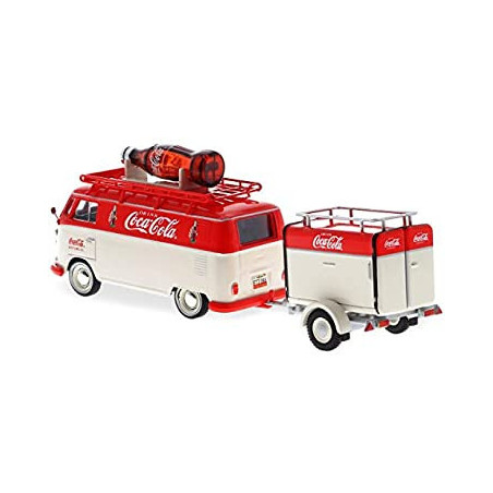 VW COMBI T1+REMORQUE COCA COLA 1/43 MOTOR CITY CLASSIC 1