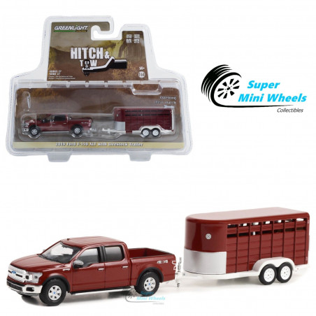 FORD F-150 XLT 2019 AVEC REMORQUE POUR BETAIL 1/64 GREENLIGHT