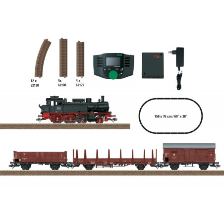 1/87 TRIX COFFRET DE DEPART VAPEUR + WAGONS MARCHANDISES DR DIGITAL 1