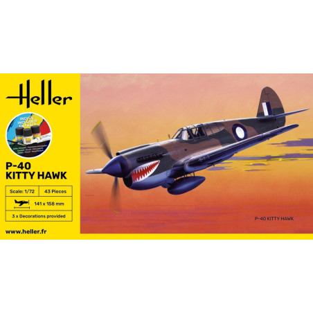 STARTER KIT P-40 KITTY HAWK 1/72 HELLER