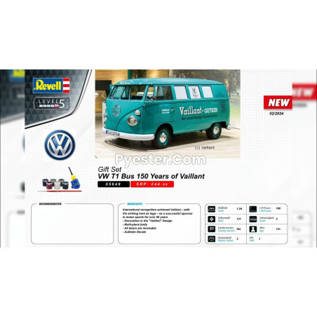 COFFRET CADEAU 150 ANS VAILLANT VW T1 BUS  1/24 REVELL