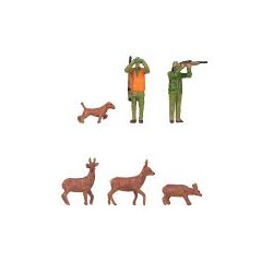 1/87 FALLER PERSONNAGES CHASSEURS ET CHEVREUILS
