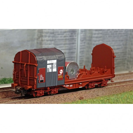 1/87 PIKO WAGON BACHE OUVERT SHIMMS FRET AVEC ROULEAU SNCF