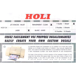 1 FEUILLE DE DECALQUES TRANSPARENTES POUR IMPRIMANTE LASER HOLI