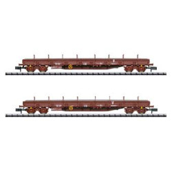 1/160 MINITRIX COFFRET DE 2 WAGONS PLATS SNCF