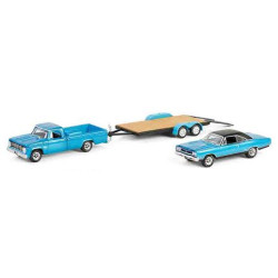 SET DE VEHICULES DODGE D-200 1967 AVEC PLYMOUTH GTX 1969 AVEC REMORQUE GRAVEYARD CARS 2012-2024 1/64 GREENLIGHT
