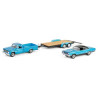 SET DE VEHICULES DODGE D-200 1967 AVEC PLYMOUTH GTX 1969 AVEC REMORQUE GRAVEYARD CARS 2012-2024 1/64 GREENLIGHT