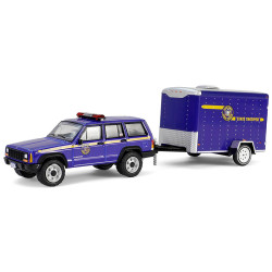 JEEP CHEROKEE AVEC REMORQUE NEW YORK STATE POLICE 2001 1/64 GREENLIGHT