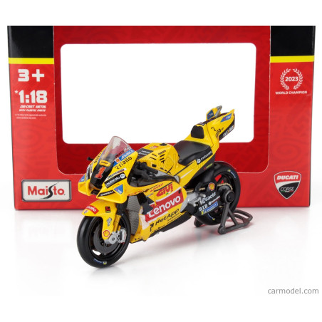 DUCATI DESMOSEDICI GP 23N°63 FRANCESCO BAGNAIA MOTO GP GRAND PRIX D'ITALIE MISANO 2023 CHAMPION DU MONDE  1/18 MAISTO