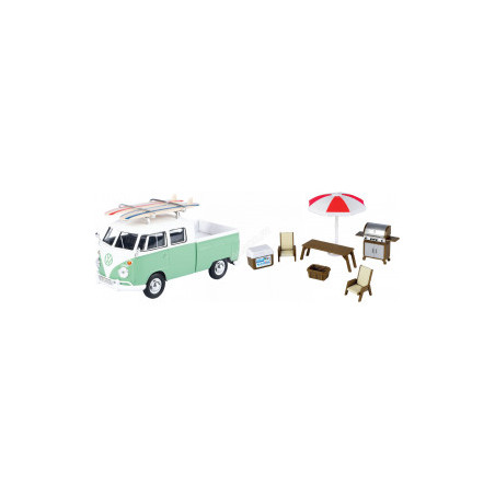VW T1 TYPE 2 DOUBLE CABINE AVEC ACCESSOIRES 1/24 MOTORMAX