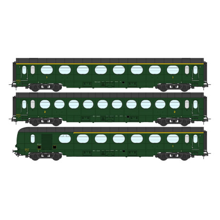 1/87 REE COFFRET DE 3 VOITURES ALLEGEES SAUCISSON SNCF