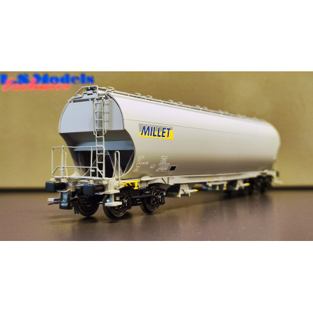 1/87 LS MODELS WAGON CEREALIER TAGNPPS LOGO MILLET SNCF