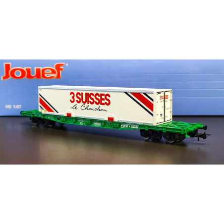 1/87 JOUEF WAGON PORTE CONTAINER 3 SUISSES SNCF