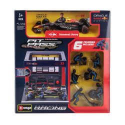 SET PIT STOP FIGURINES MECANICIENS AVEC STAND ET ACCESSOIRES RED BULL F1 RB20 N°11 SERGIO PEREZ 2024 1/43 BURAGO