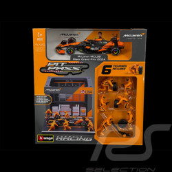 SET PIT STOP FIGURINES MECANICIENS AVEC STAND ET ACCESSOIRES MCLAREN MCL38 F1 N°4 LANDO NORRIS 2024 1/43 BURAGO