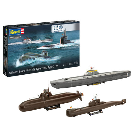 COFFRET 70 ANS BUNDESWEHR WILHELM BAUER , TYPE 206A et TYPE 212A 1/144 REVELL