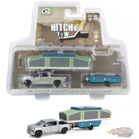 CHEVROLET SILVERADO HIGH COUNTRY AVEC CAMPER 2024 1/64 GREENLIGHT