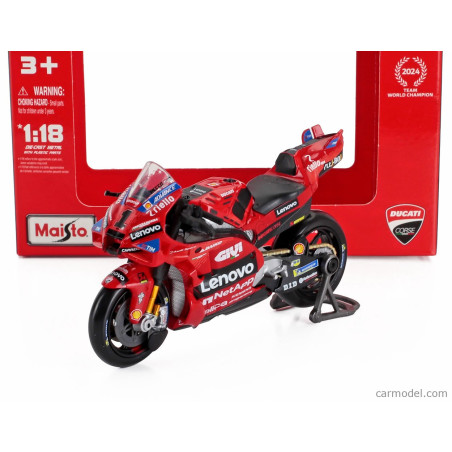 DUCATI DESMOSEDICI GP24 TEAM LENOVO N°1 FRANCESCO BAGNAIA MOTO GP SAISON 2024 1/18 MAISTO