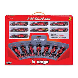 PACK DE 7 FORMULE 1 FERRARI AVEC PRESENTOIR 1/43 BURAGO