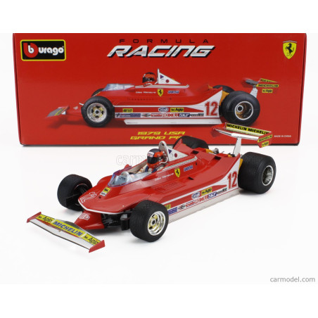 FERRARI F1 312 T4 N°12 GRAND PRIX DES USA 1979 1ER AVEC PILOTE 1/18 BURAGO