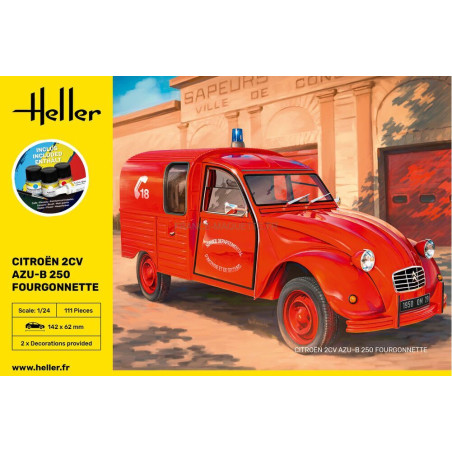 STARTER KIT CITROEN 2CV AZU-B 250 FOURGONNETTE 1/24 HELLER