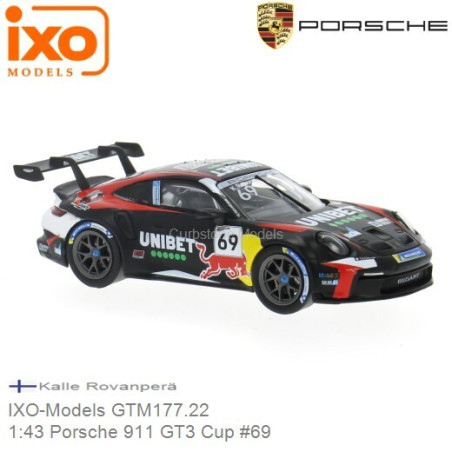 PORSCHE 911 GT3 CUP 992 N°69 ZOLDER 202 1/43 IXO