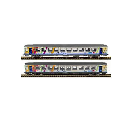 1/87 PIKO COFFRET 2 VOITURES VOYAGEURS CORAIL ALSACE SNCF