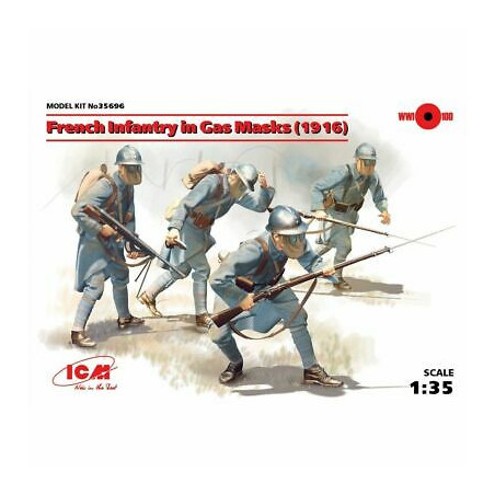 INFANTERIE FRANCAISE 1916 AVEC MASQUE A GAZ 1/35 ICM