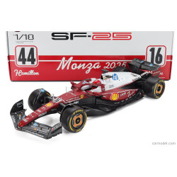 FERRARI F1 SF-25 TEAM SCUDERIA FERRARI HP N°16 CHARLES LECLERC GRAND PRIX DE MONZA 2025 1/18 BURAGO