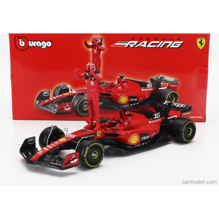 FERRARI F1 F23 TEAM SCUDERIA FERRARI N°16 CHARLES LECLERC 2023 AVEC PILOTE 1/24 BURAGO